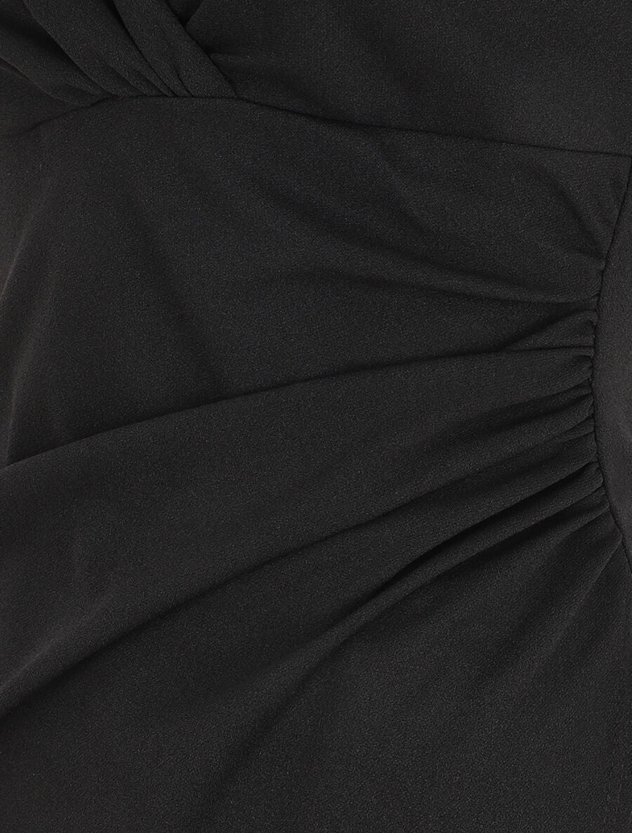 Robe ajustée portefeuille à bretelles asymétriques - Noir - 3