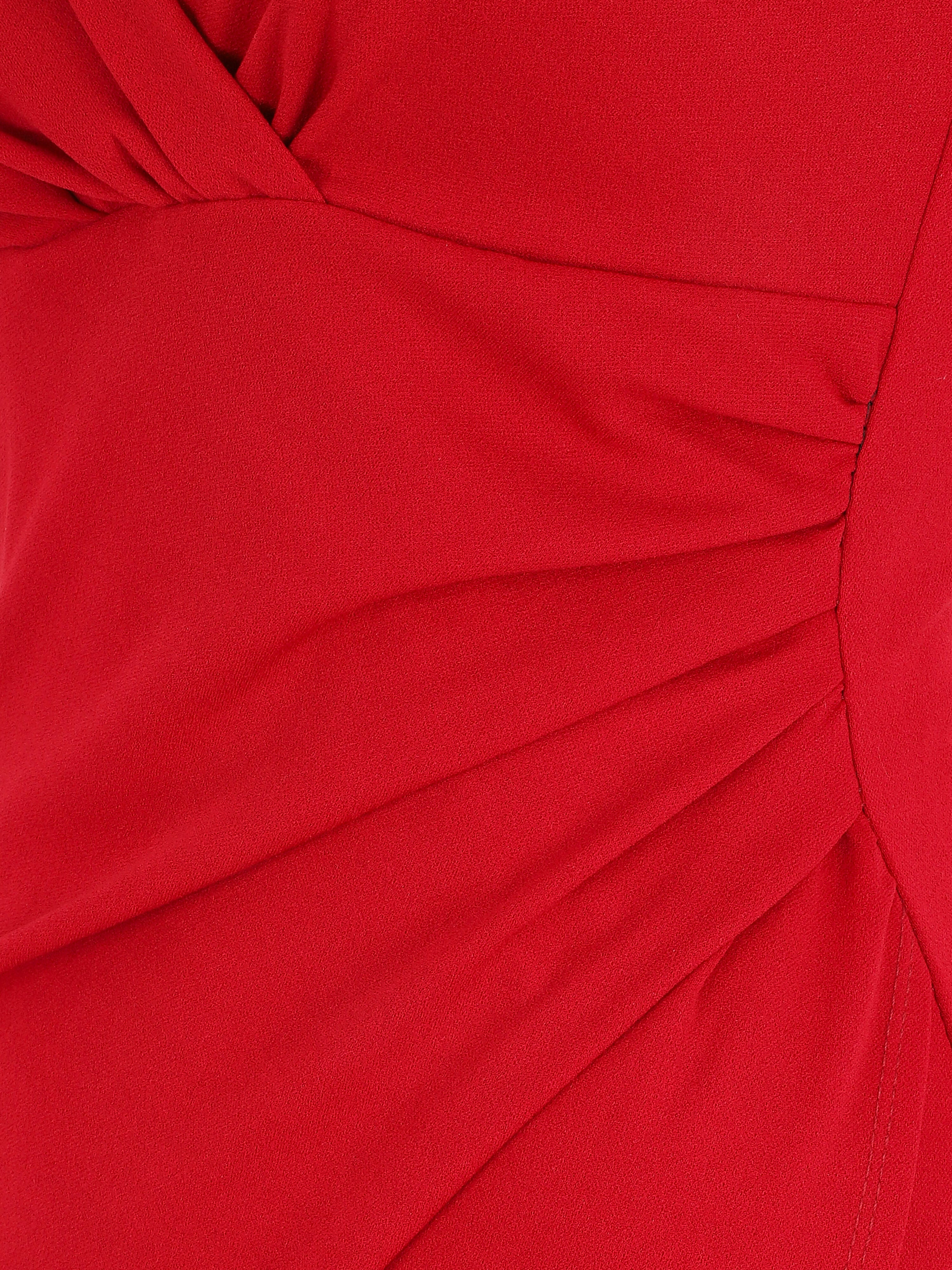 Robe ajustée portefeuille à bretelles asymétriques - Framboise - 4