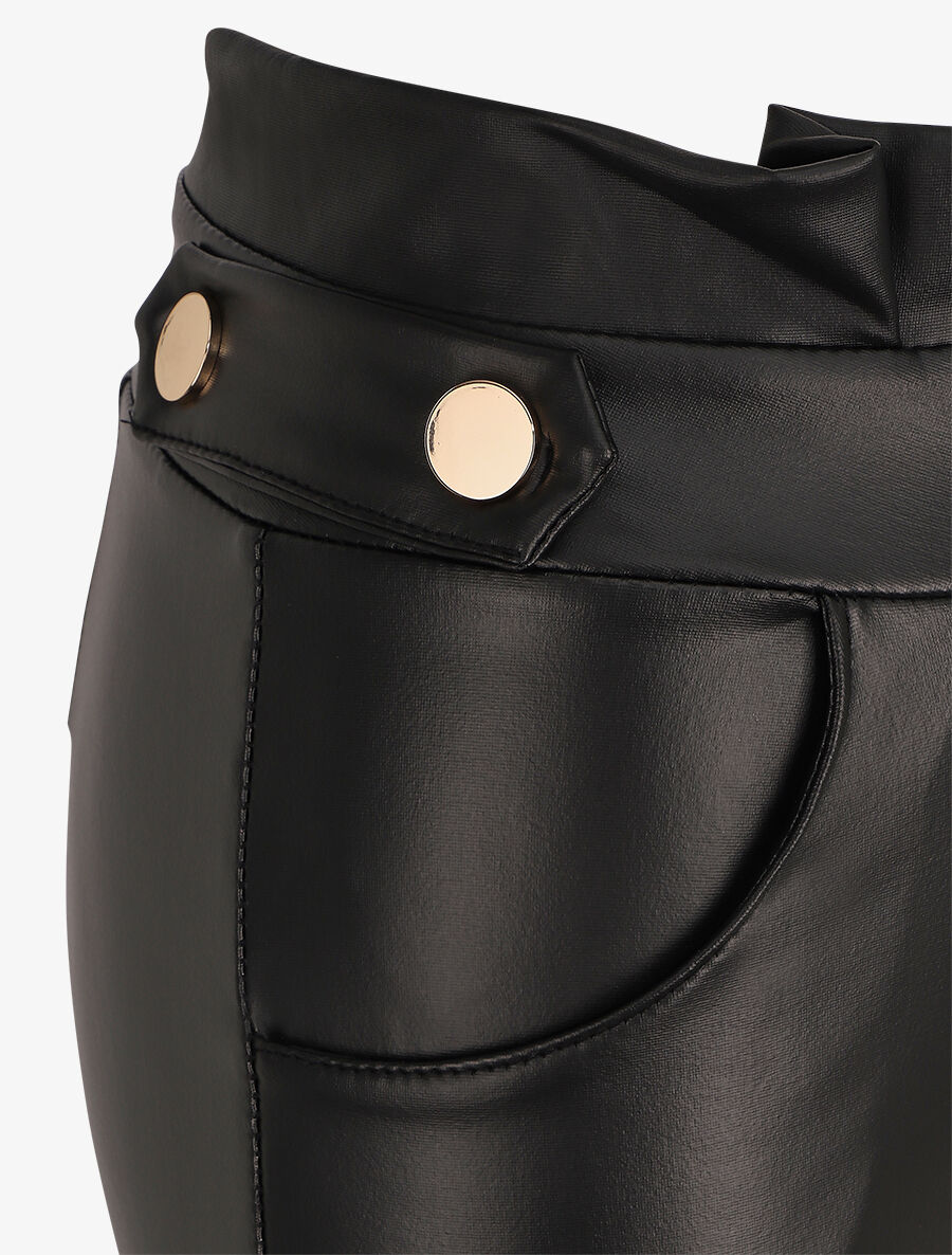 Pantalon skinny en simili - Noir - 3