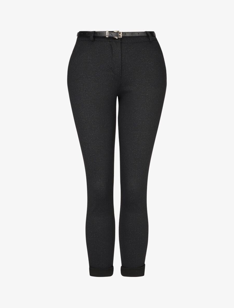 Pantalon droit à bords retroussés - Noir - 4