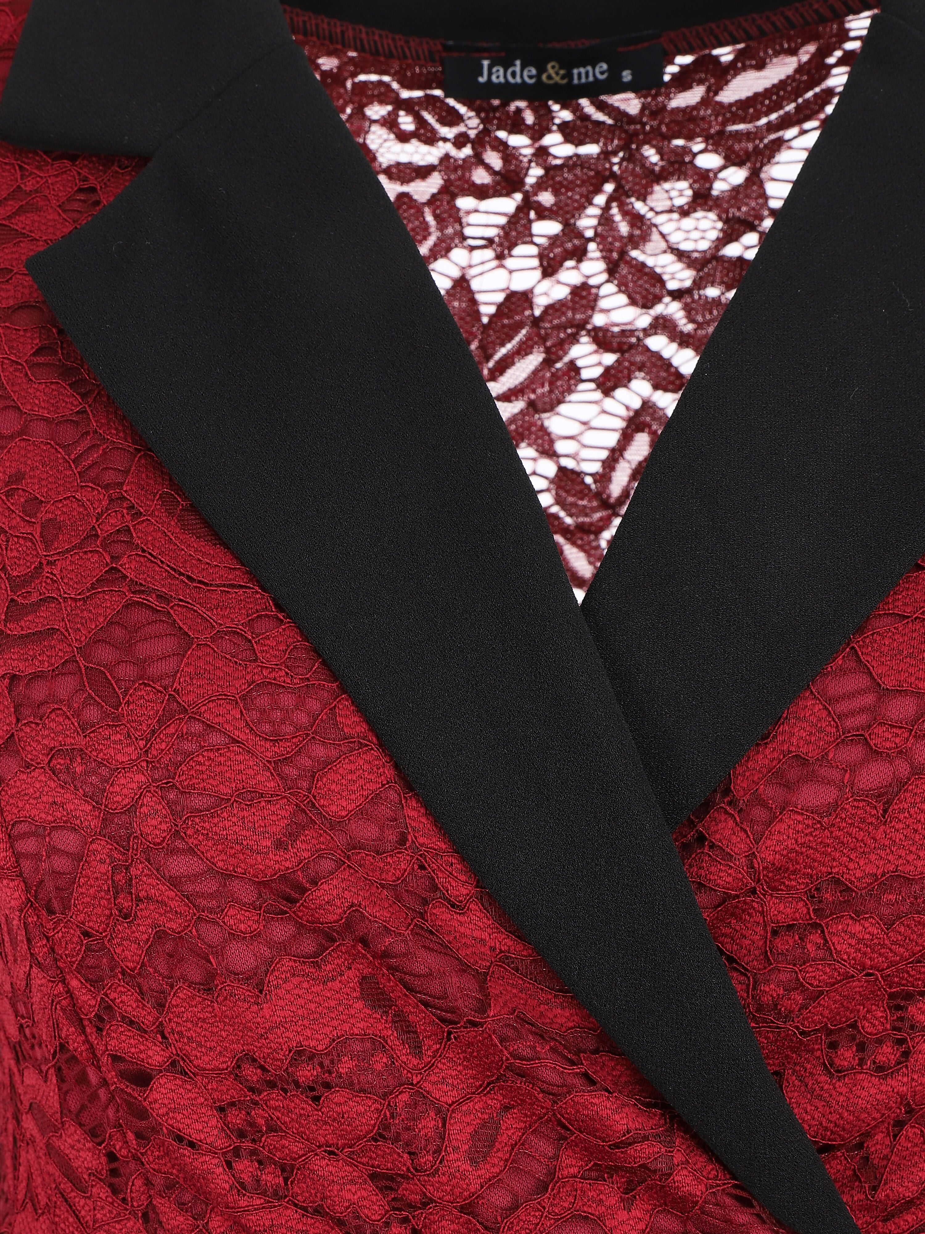 Robe bi-matière à base asymétrique - Rouge - 4