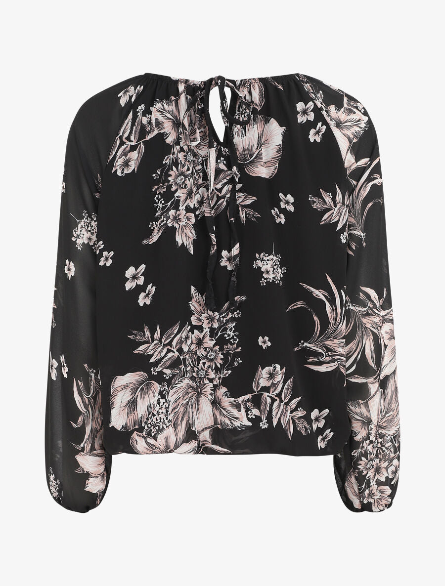 Blouse en voile à imprimé floral - Noir - 2