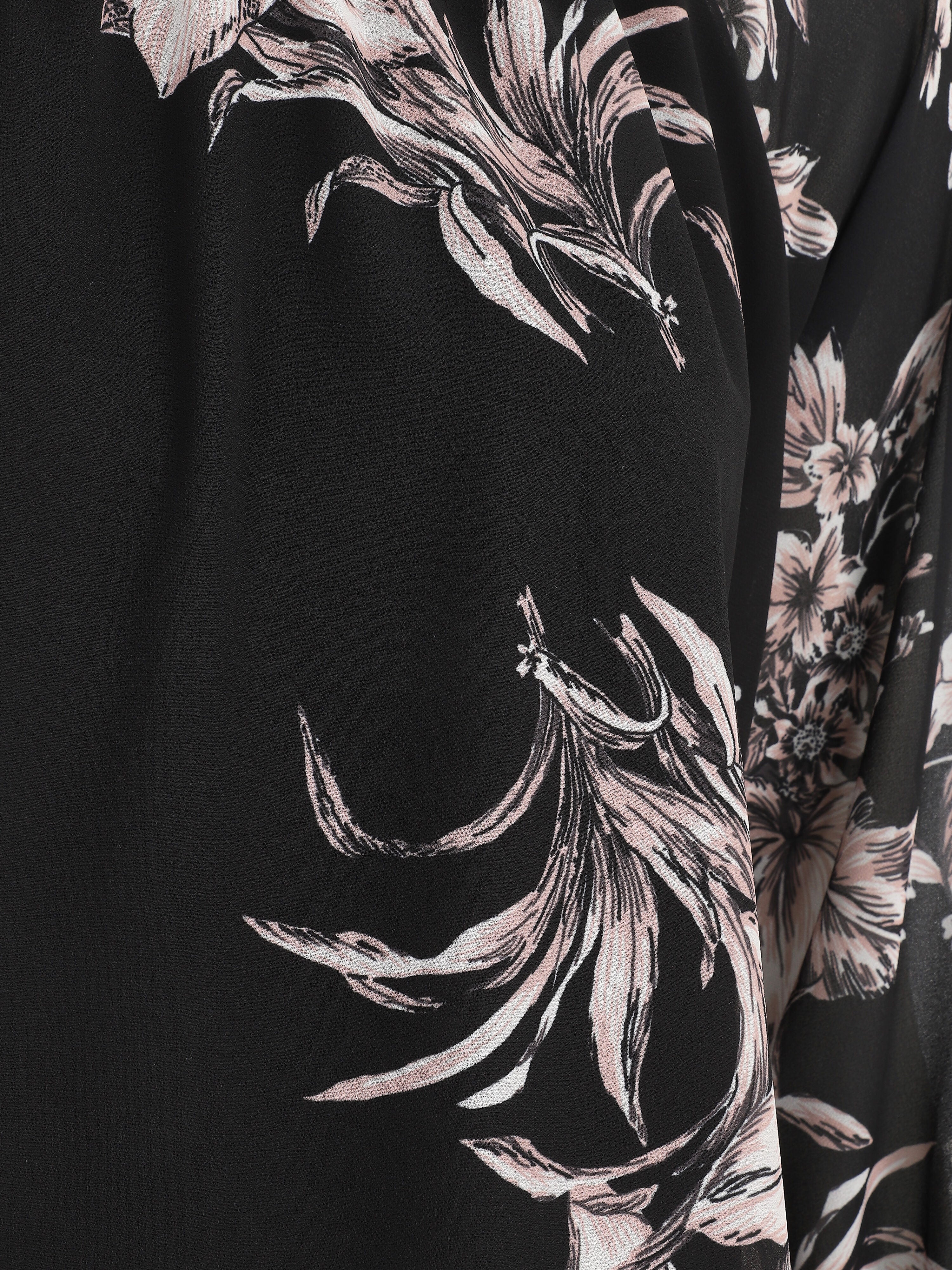 Blouse en voile à imprimé floral - Noir - 3