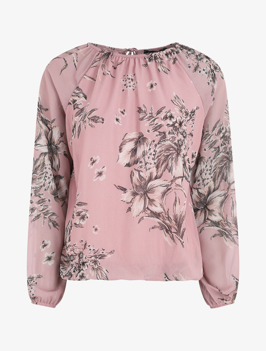 Blouse en voile à imprimé floral - Rose - 4