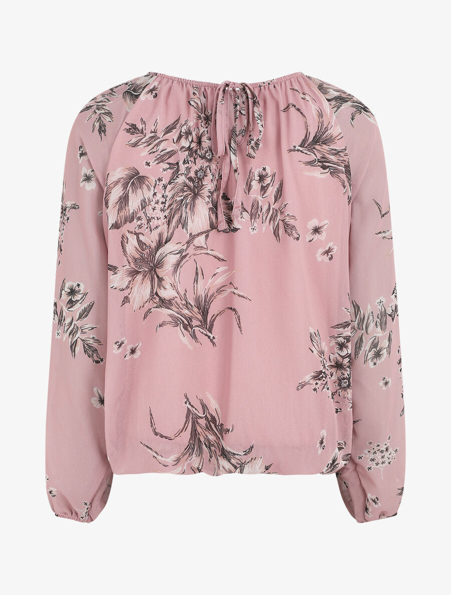 Blouse en voile à imprimé floral - Rose - 2