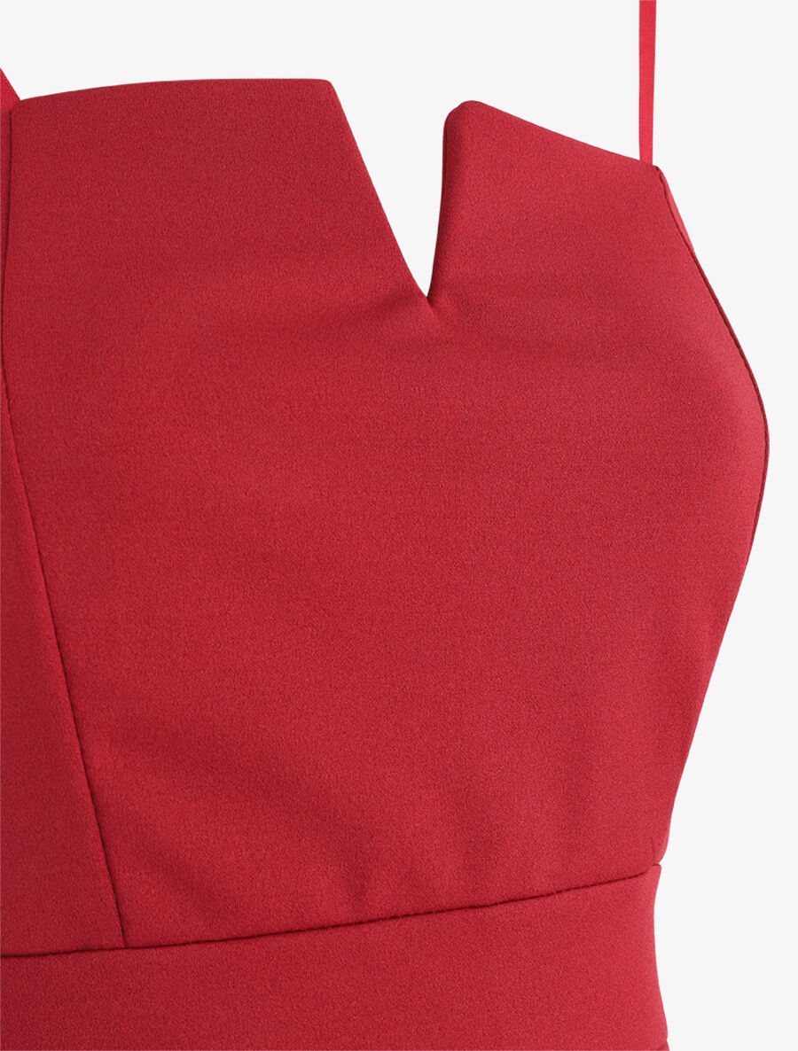 Robe ajustée effet drapé et fines bretelles - Bordeaux - 3