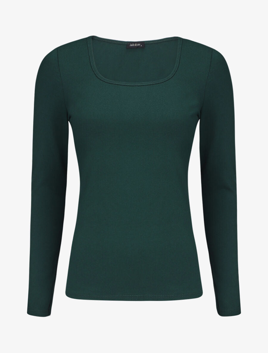 Top uni coupe droite - Vert sapin - 1