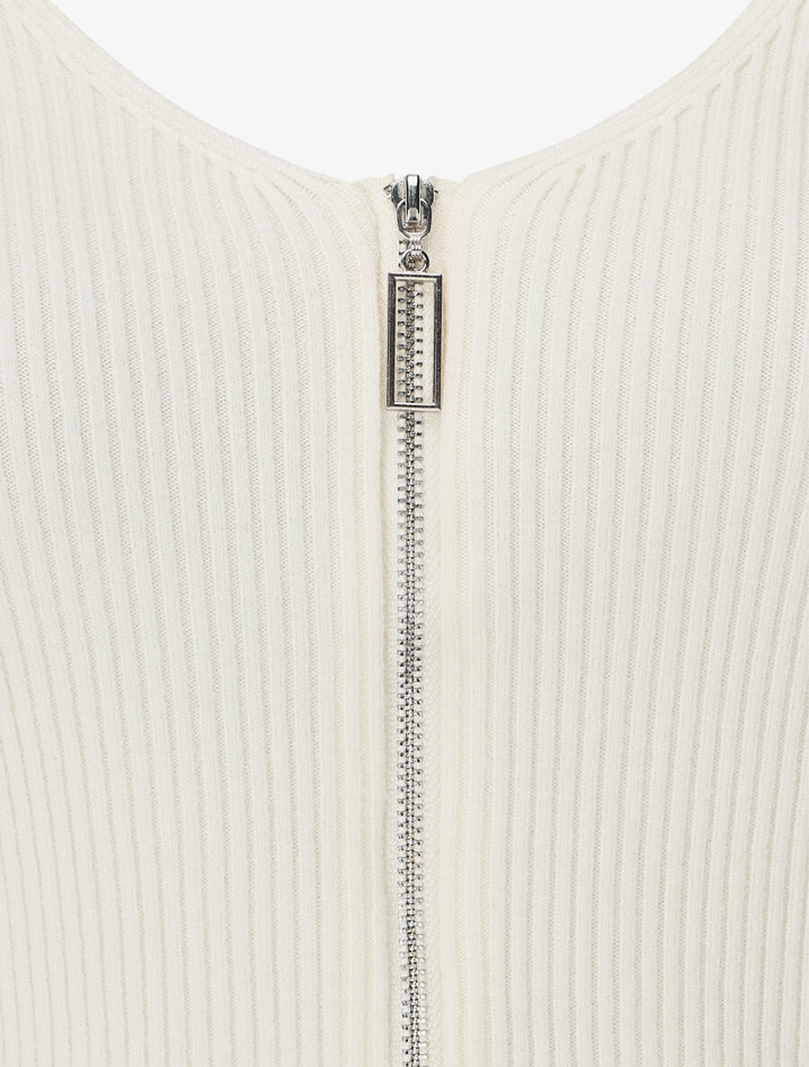 Pull côtélé à zip - Écru - 3