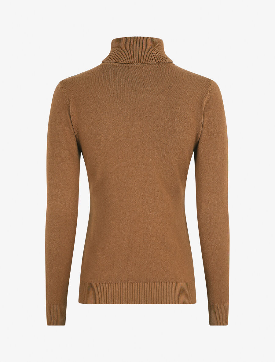 Pull uni à col roulé - Camel - 2