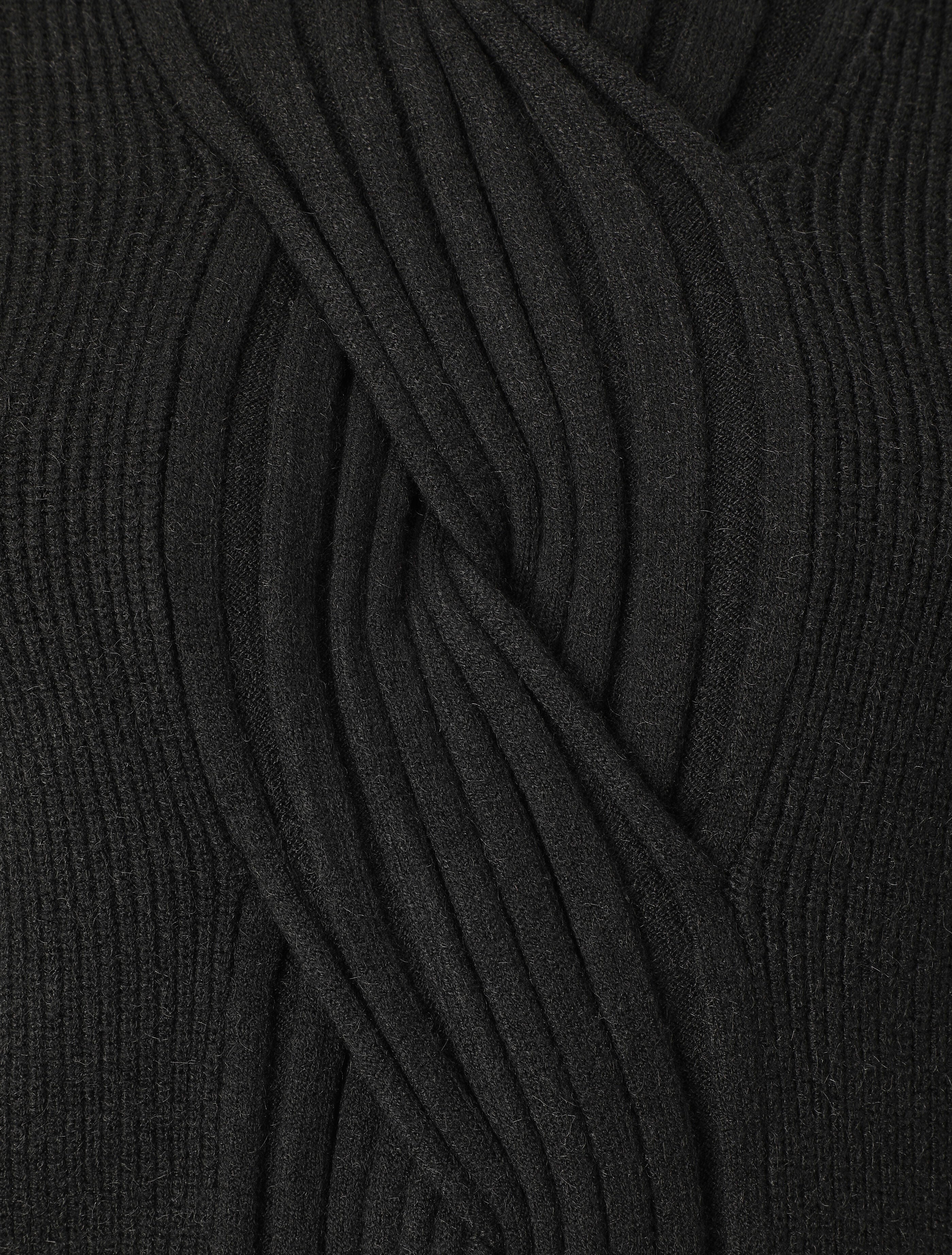 Pull uni à col roulé et motif torsade - Noir - 3