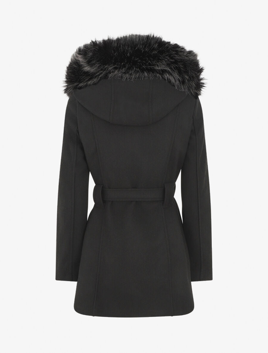 Manteau ajusté à capuche amovible - Noir - 2