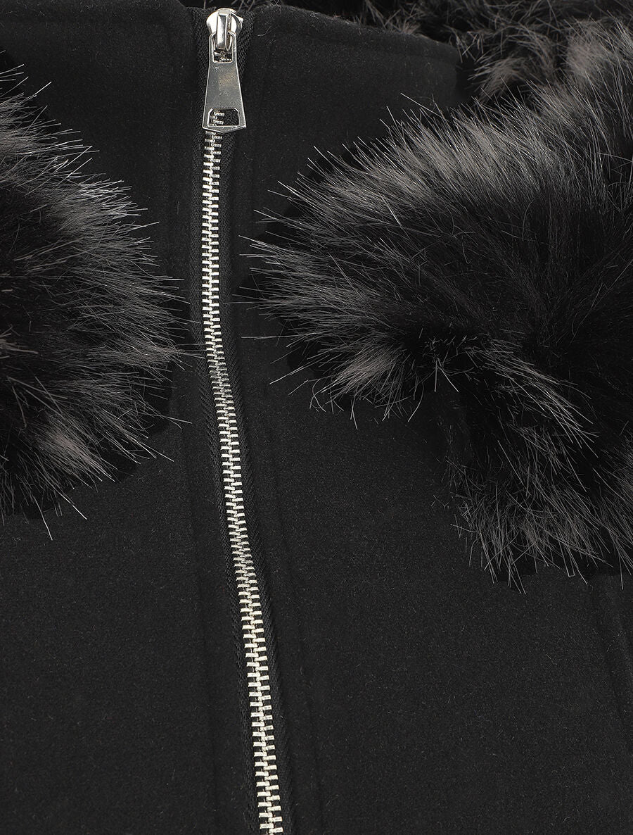 Manteau ajusté à capuche amovible - Noir - 3