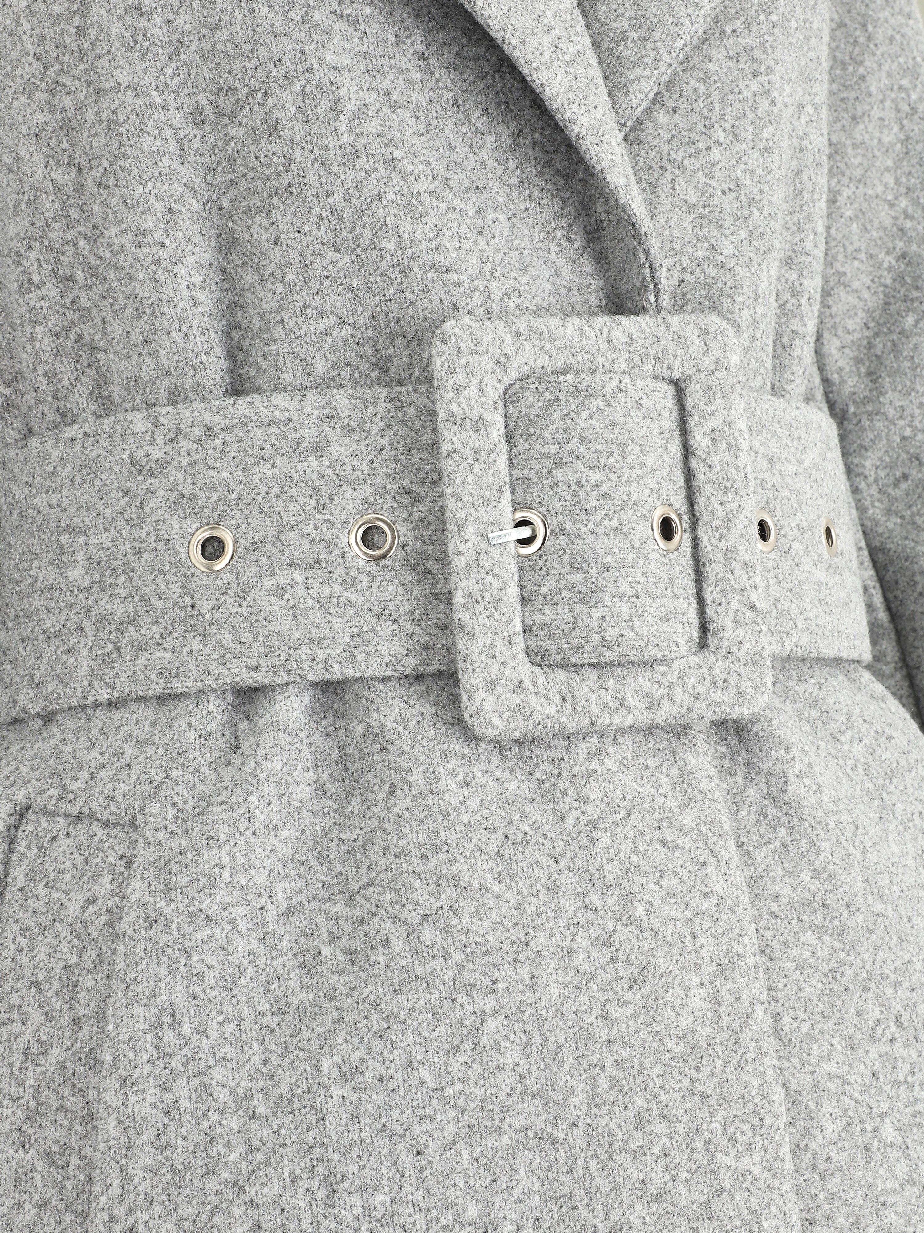 Manteau long ceinturé à col cranté - Gris - 3