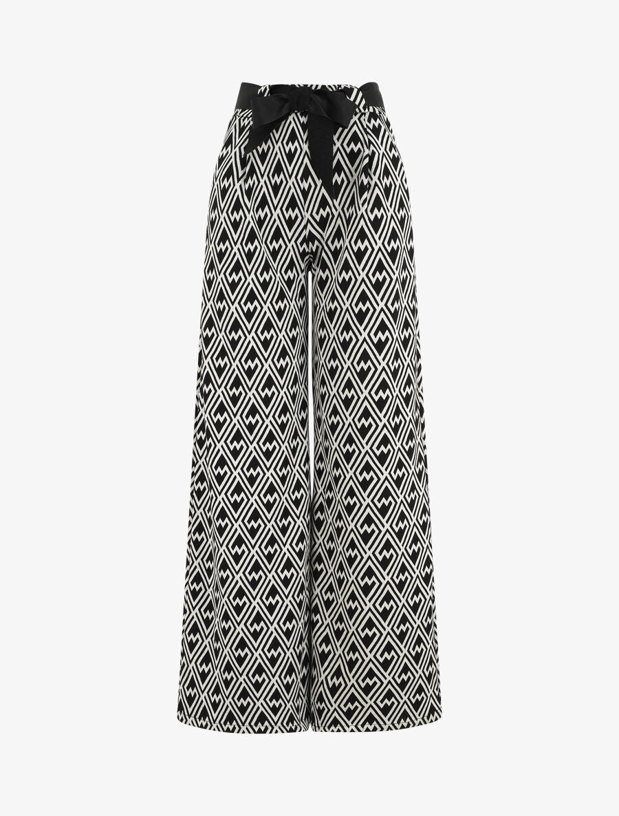 Pantalon ample à imprimé graphique - Noir - 1