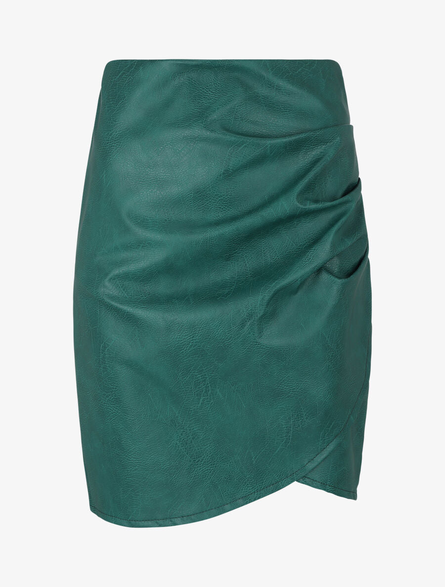 Jupe en simili effet grainé - Vert sapin - 1