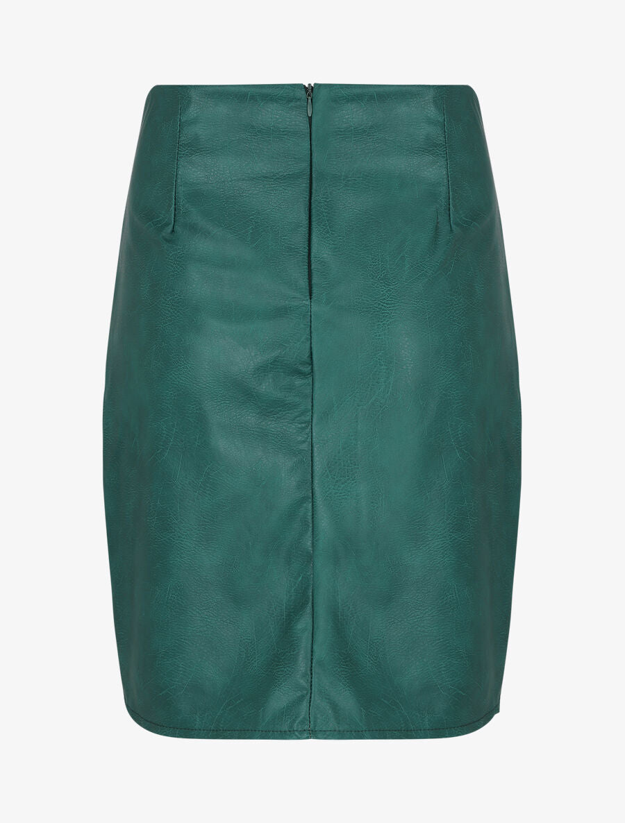 Jupe en simili effet grainé - Vert sapin - 2