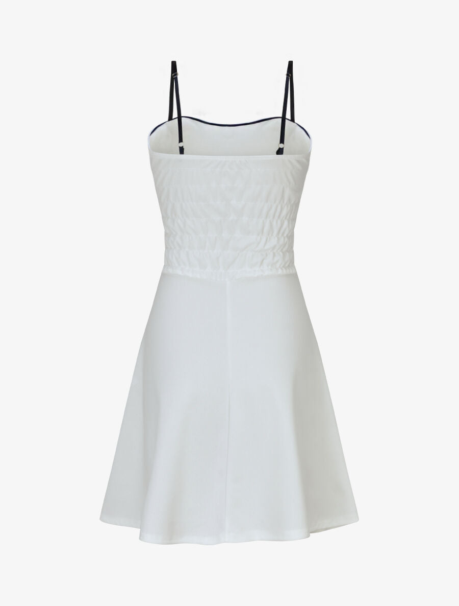 Robe patineuse à buste et taille rayés - Blanc - 2