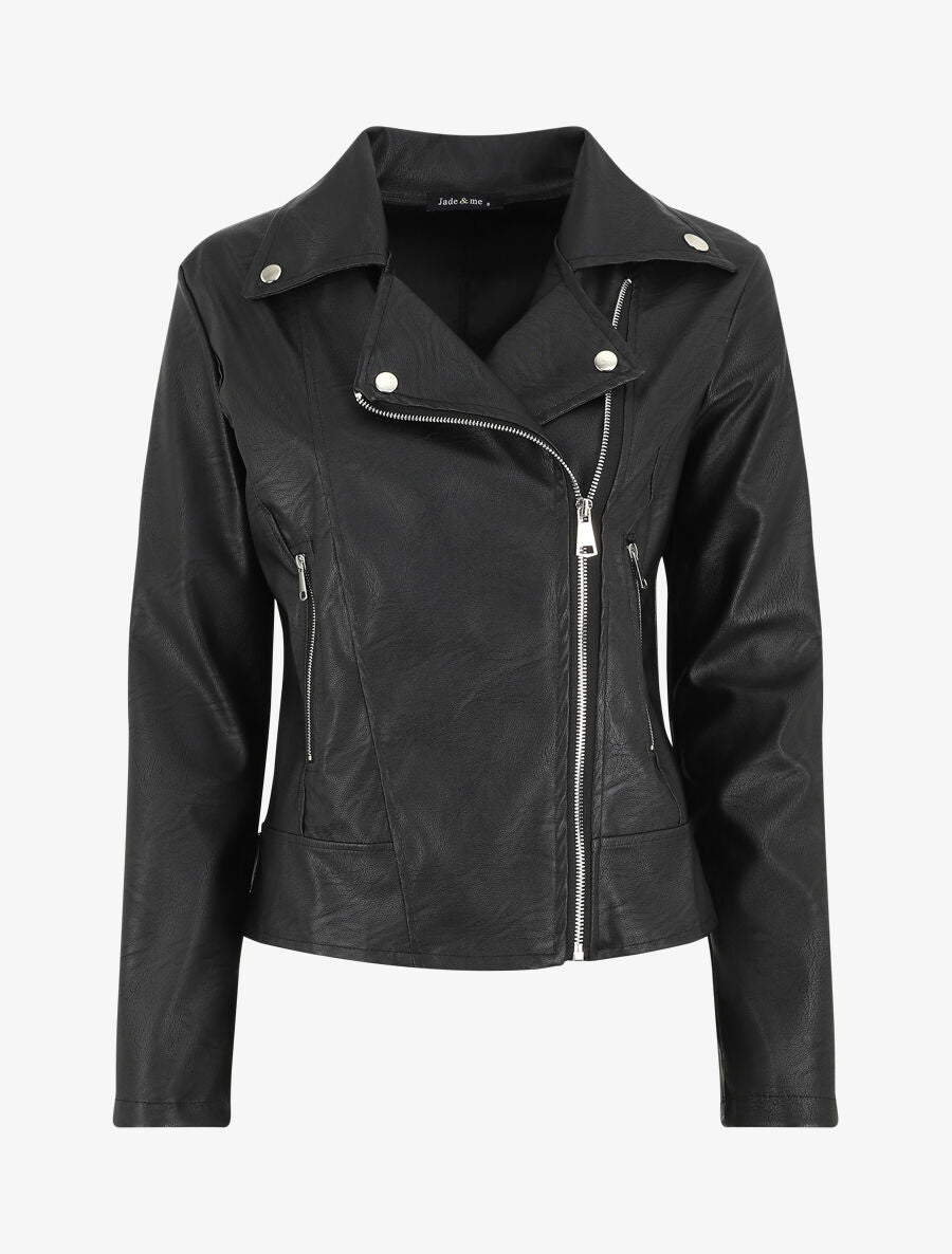 Perfecto droit en simili coupe droite - Noir - 1