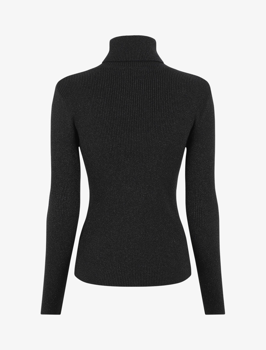 Pull col roulé ajusté et irisé - Noir - 2