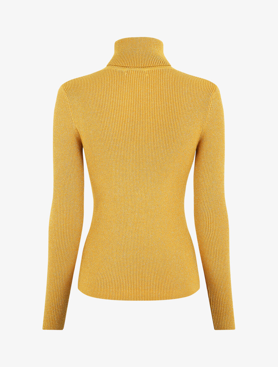 Pull col roulé ajusté et irisé - Moutarde - 2