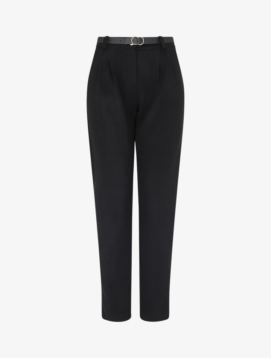 Pantalon épais uni coupe droite - Noir - 4