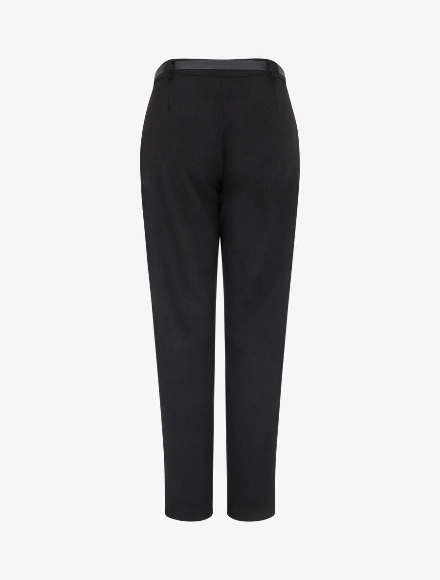 Pantalon épais uni coupe droite - Noir - 2