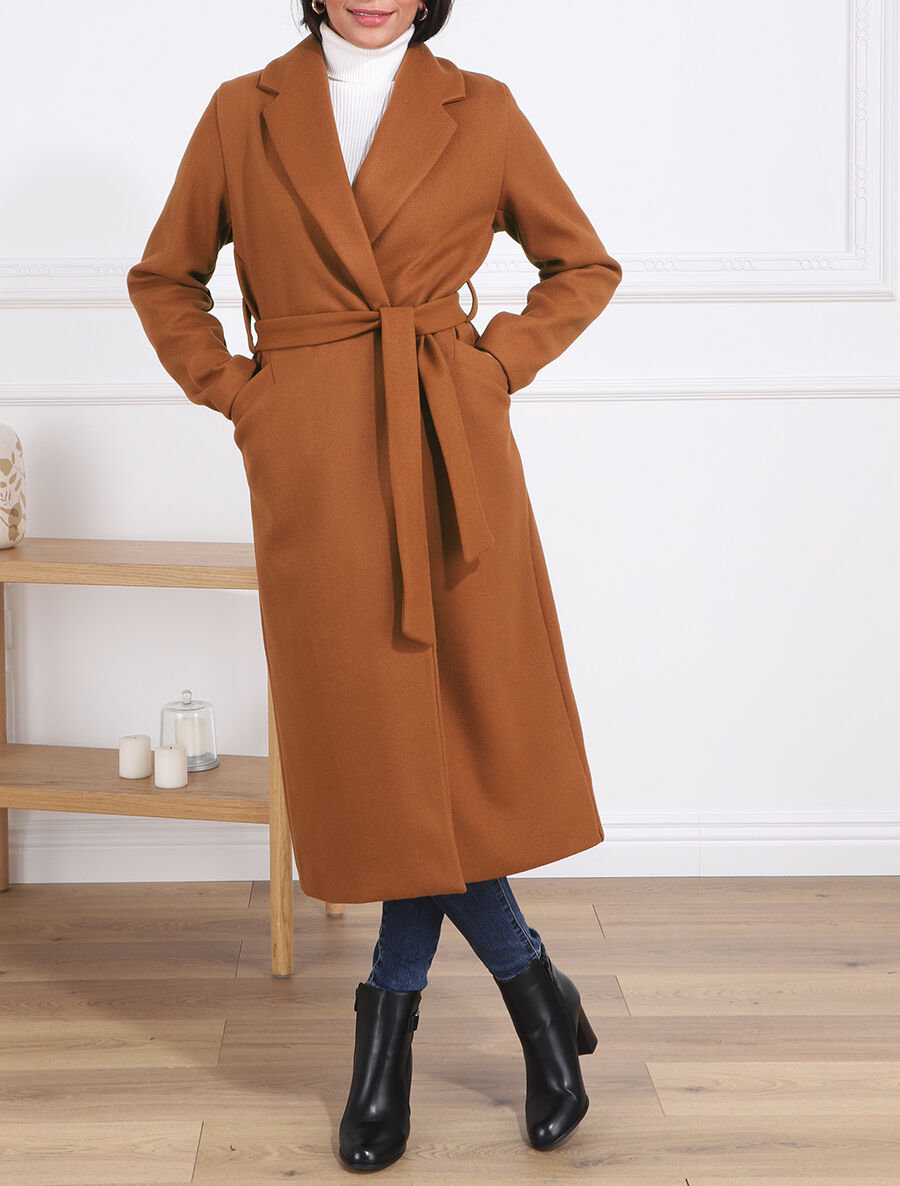 Manteau long ceinturé - Camel - 4