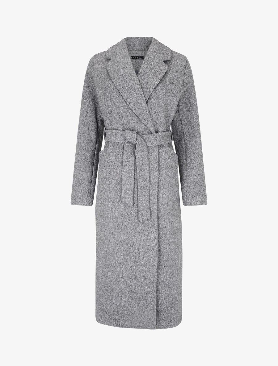 Manteau long ceinturé - Gris - 5