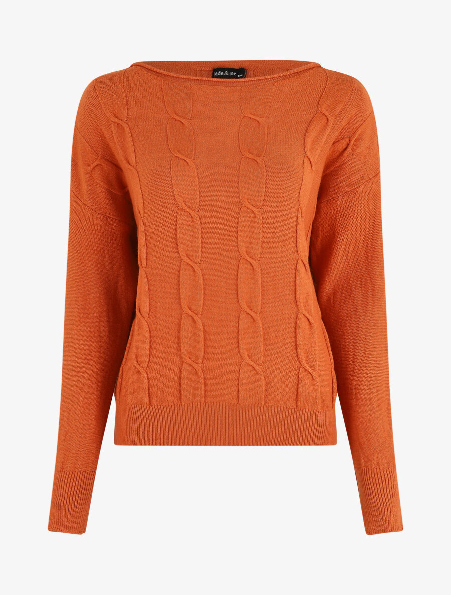 Pull droit à col bateau - Orange - 5