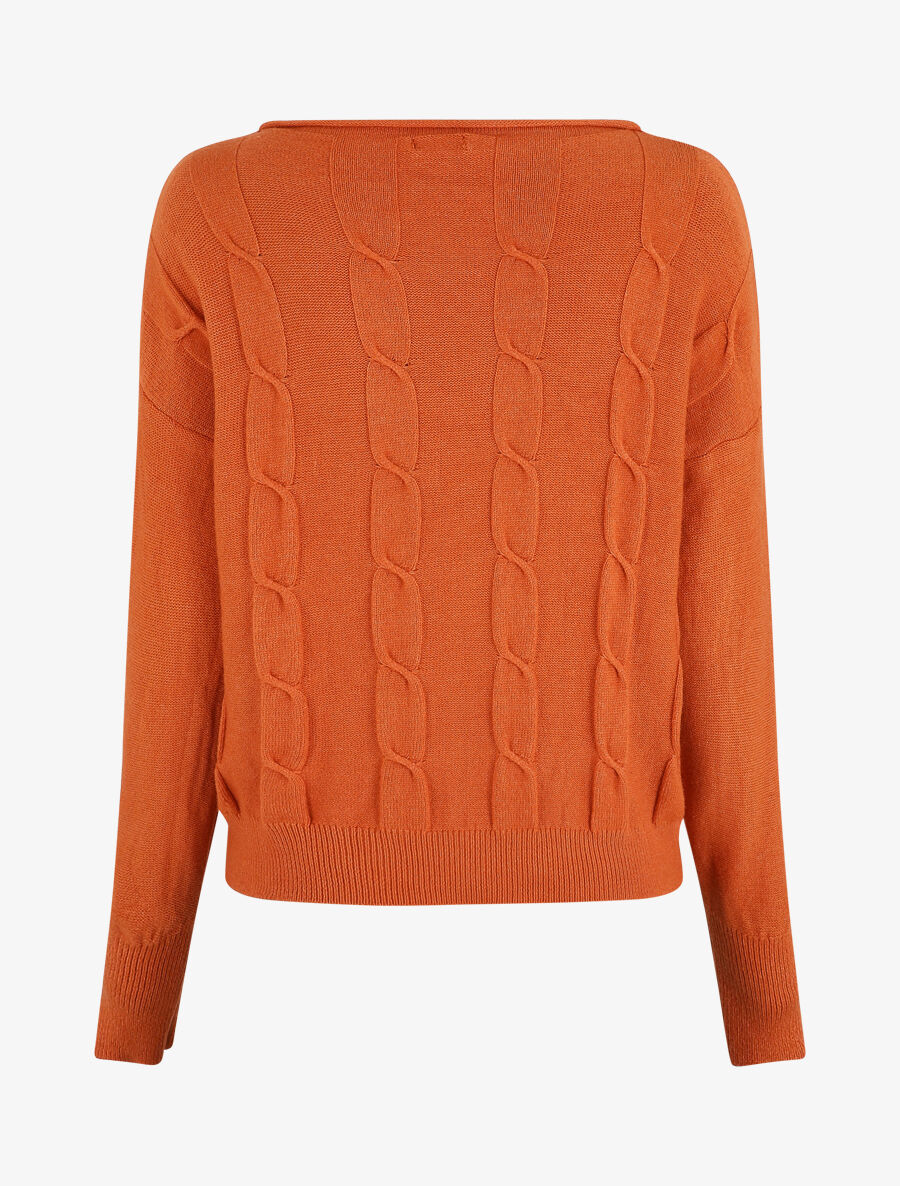 Pull droit à col bateau - Orange - 2
