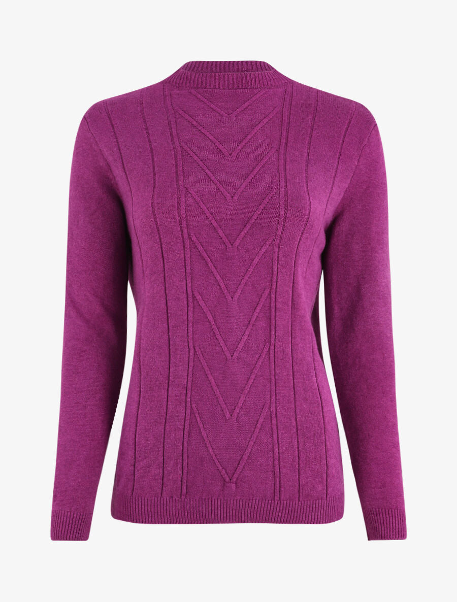 Pull doux à col montant - Violet - 1