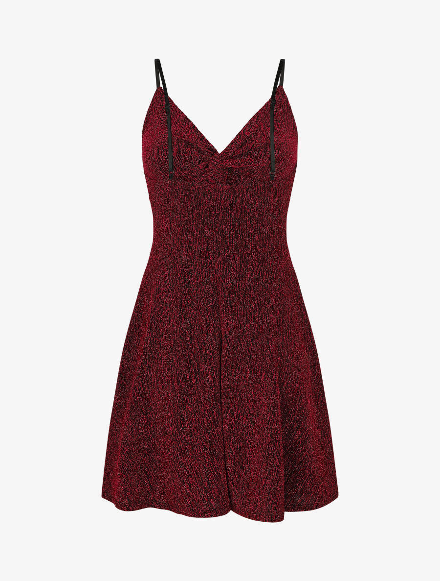 Robe patineuse pailletée à bretelles - Rouge - 2