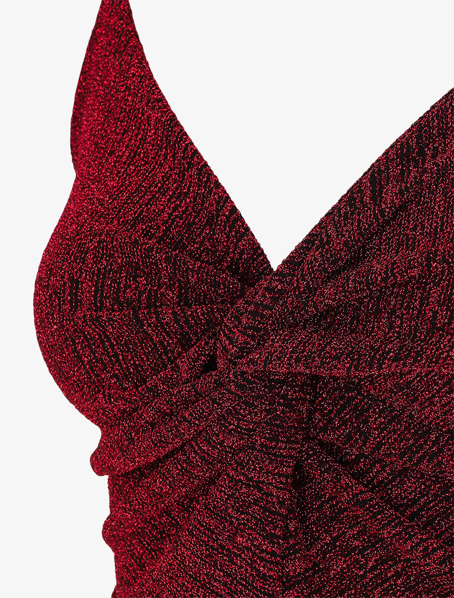 Robe patineuse pailletée à bretelles - Rouge - 3