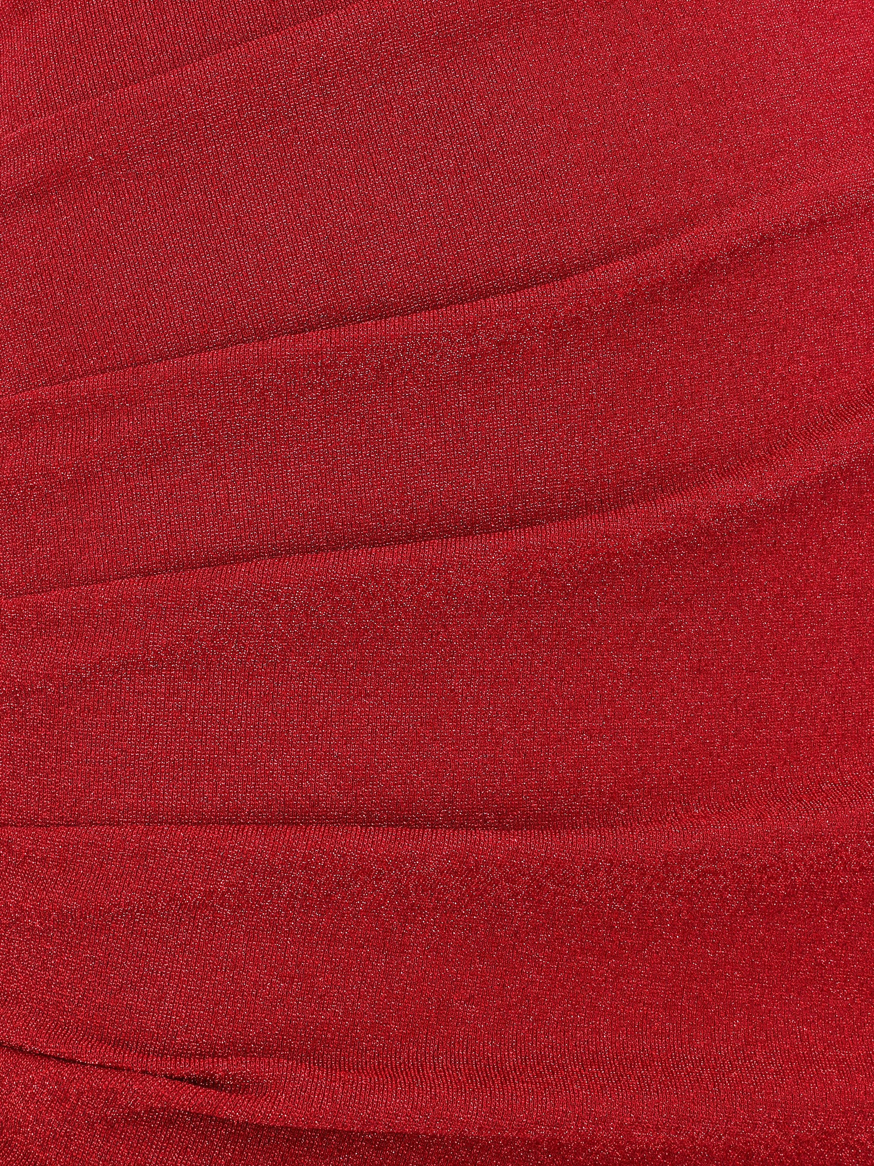 Robe courte effet drapé et pailleté - Rouge - 4
