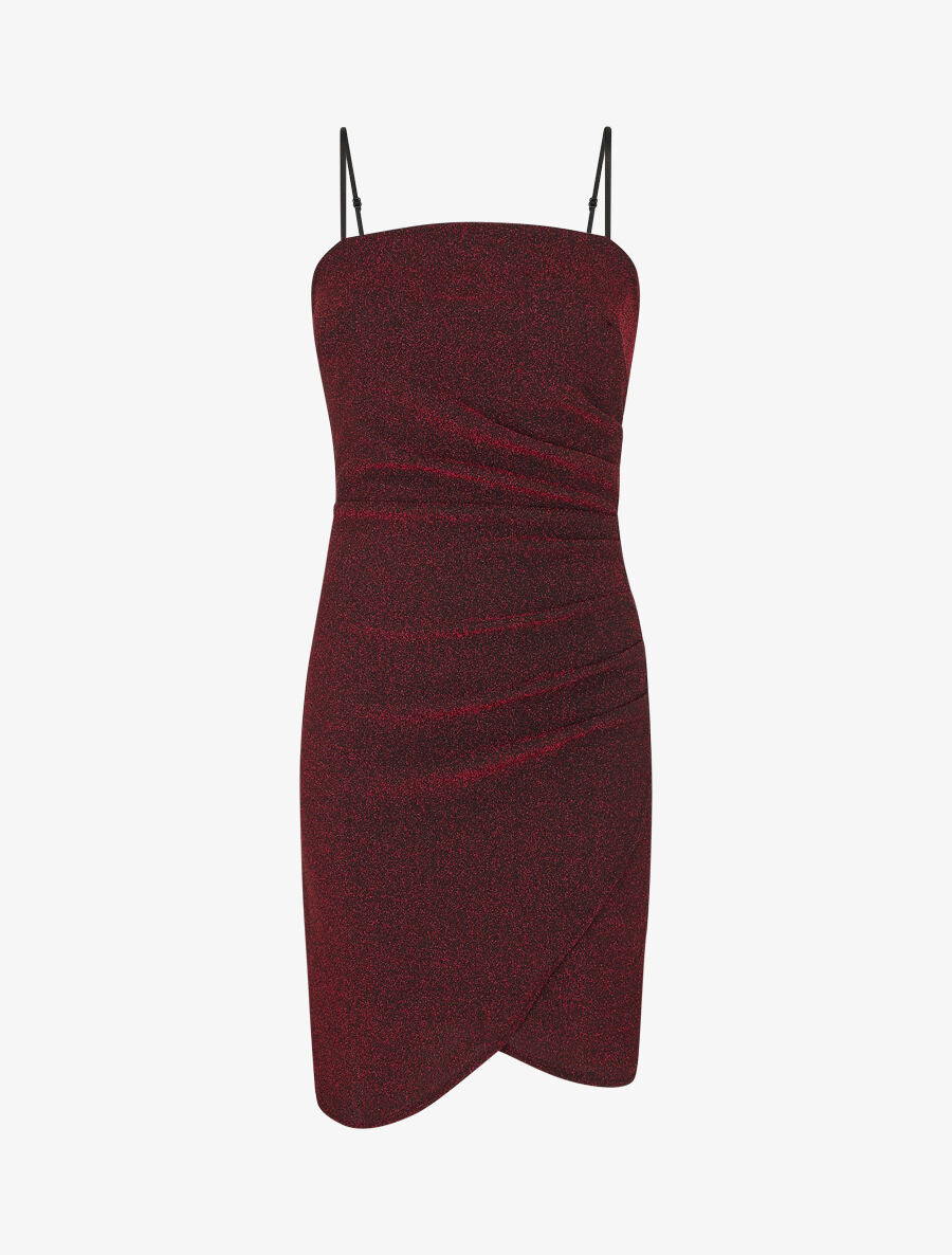 Robe drapée moulante pailletée - Rouge - 1