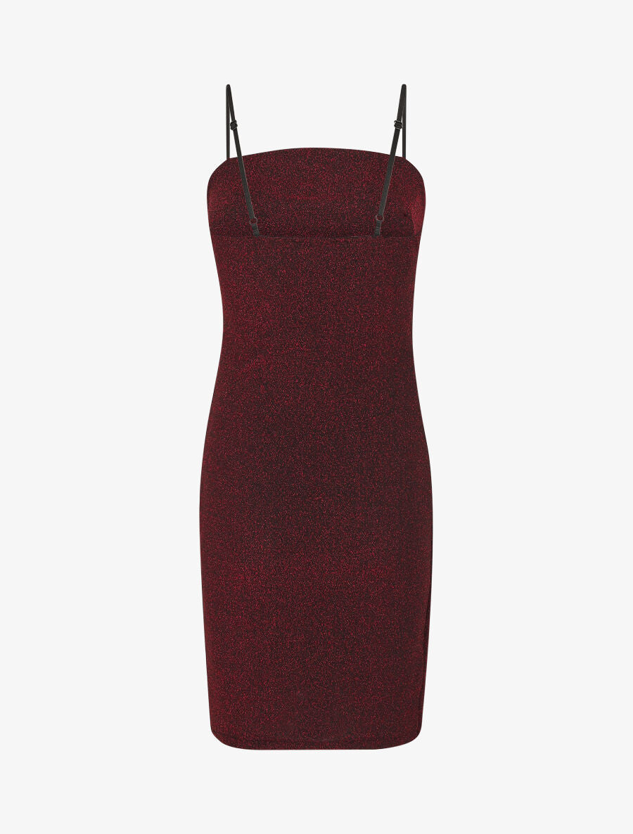 Robe drapée moulante pailletée - Rouge - 2