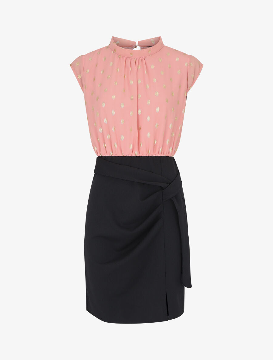 Robe fourreau à pois irisés - Rose - 1