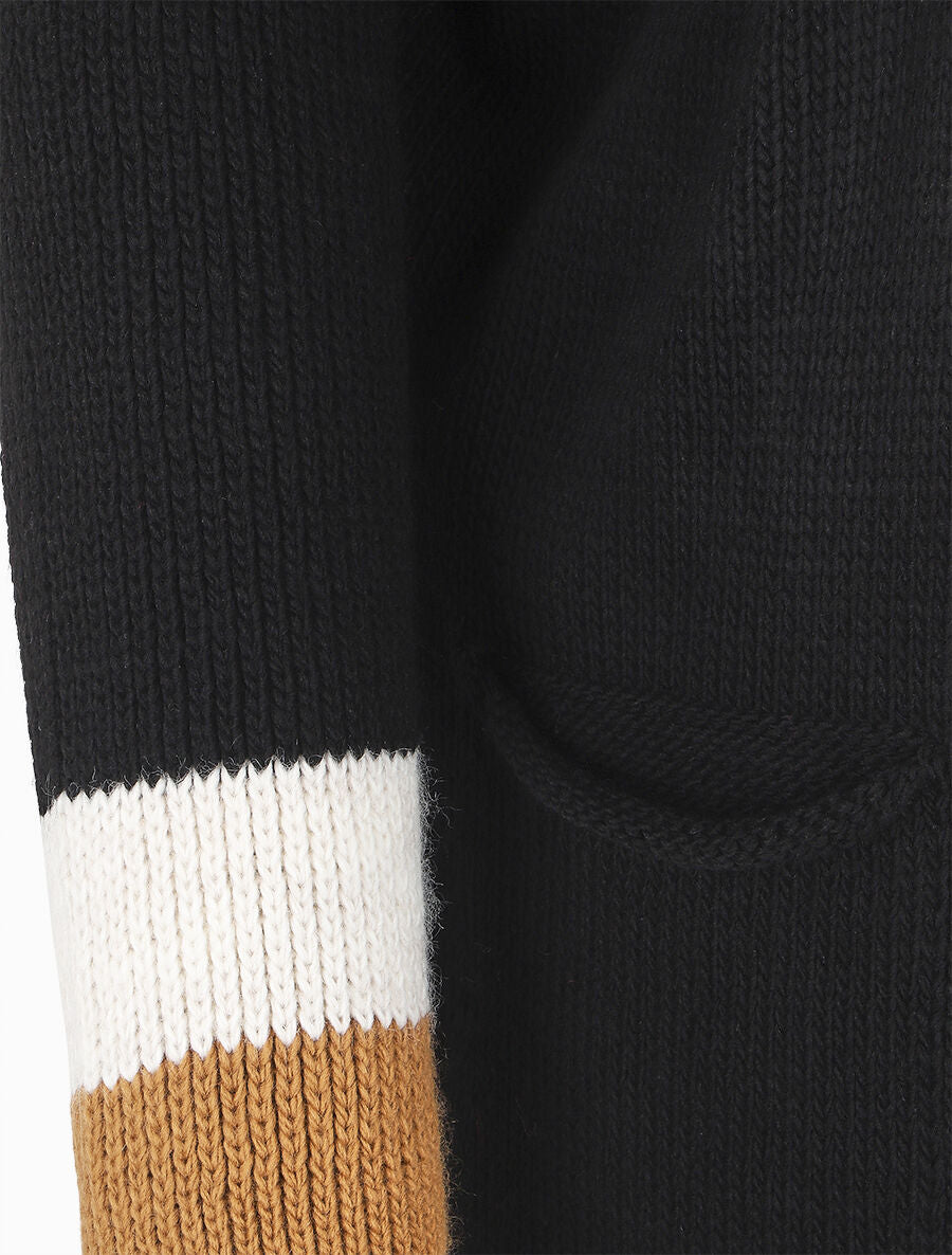 Gilet long rayé à capuche - Noir - 3