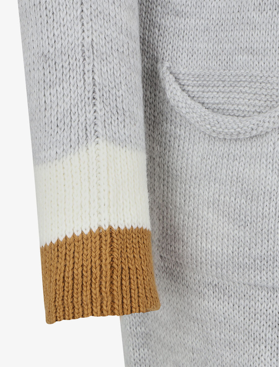 Gilet long rayé à capuche - Gris clair - 3