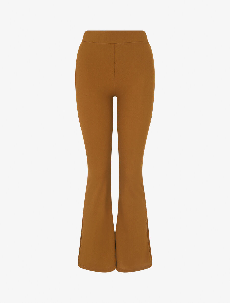 Pantalon fluide uni coupe flare - Camel - 1
