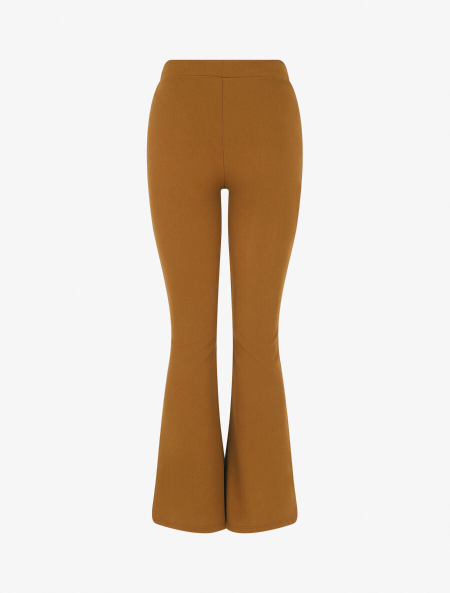 Pantalon fluide uni coupe flare - Camel - 2