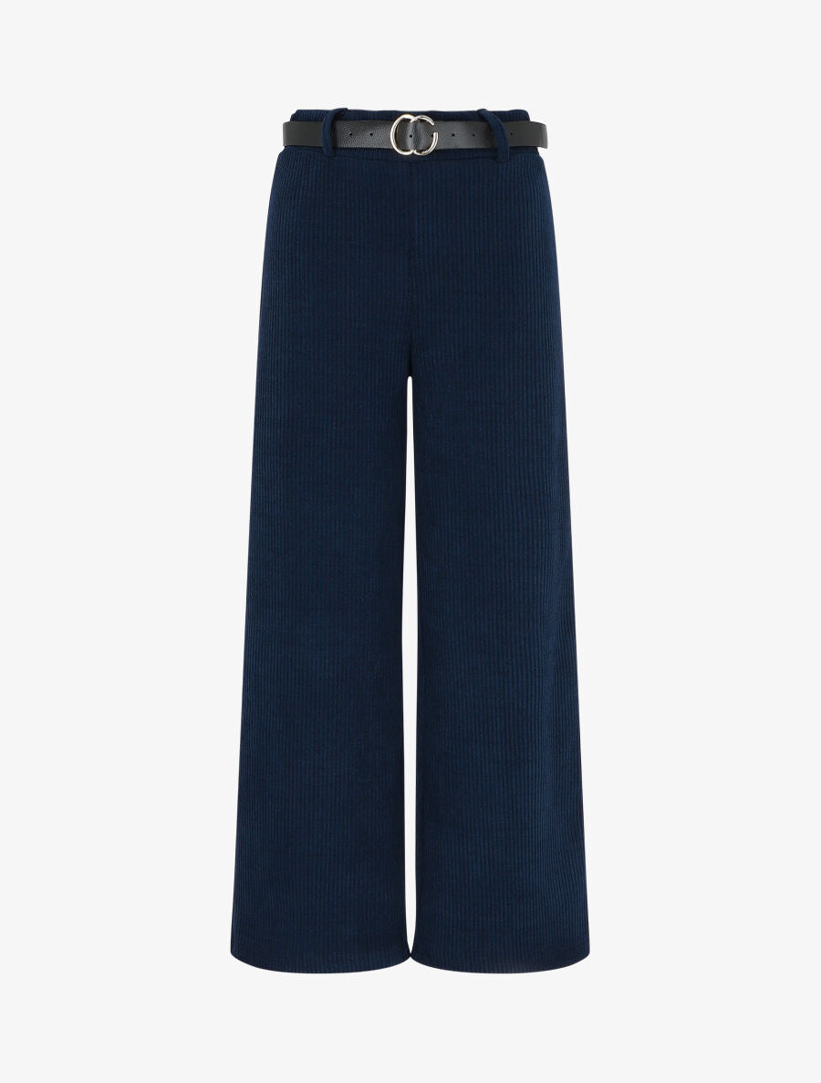 Pantalon ample en velours côtelé - Marine - 1