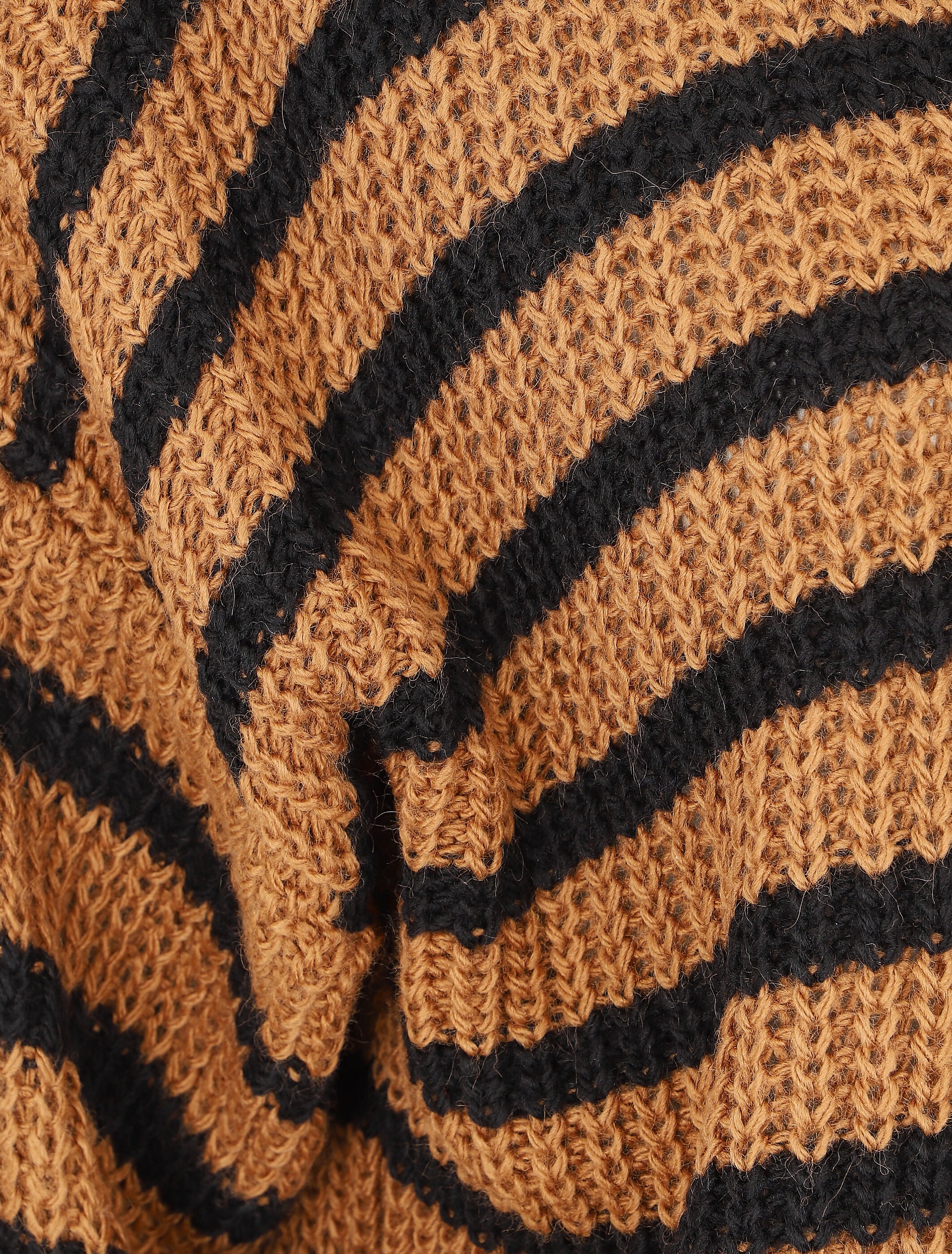 Pull droit à rayures - Camel - 3