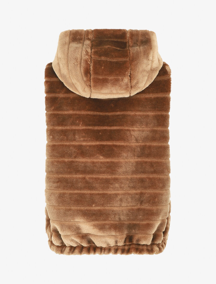 Manteau sans manches en fourrure synthétique - Camel - 2