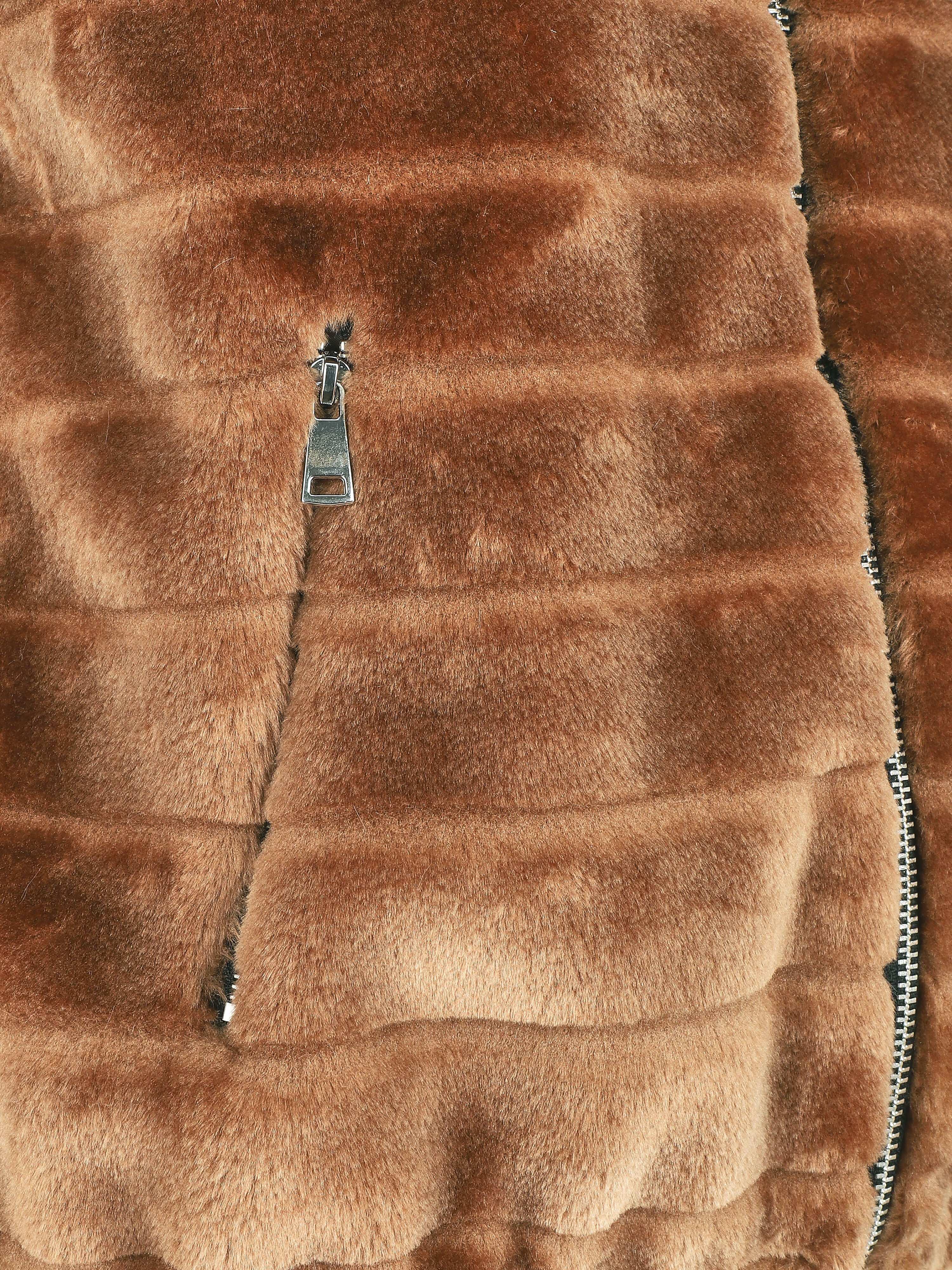 Manteau sans manches en fourrure synthétique - Camel - 3