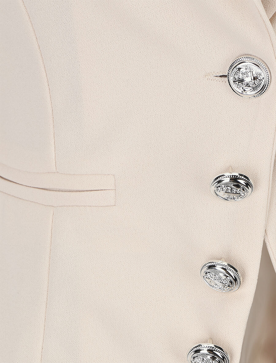Blazer uni à boutons décoratifs - Beige - 3