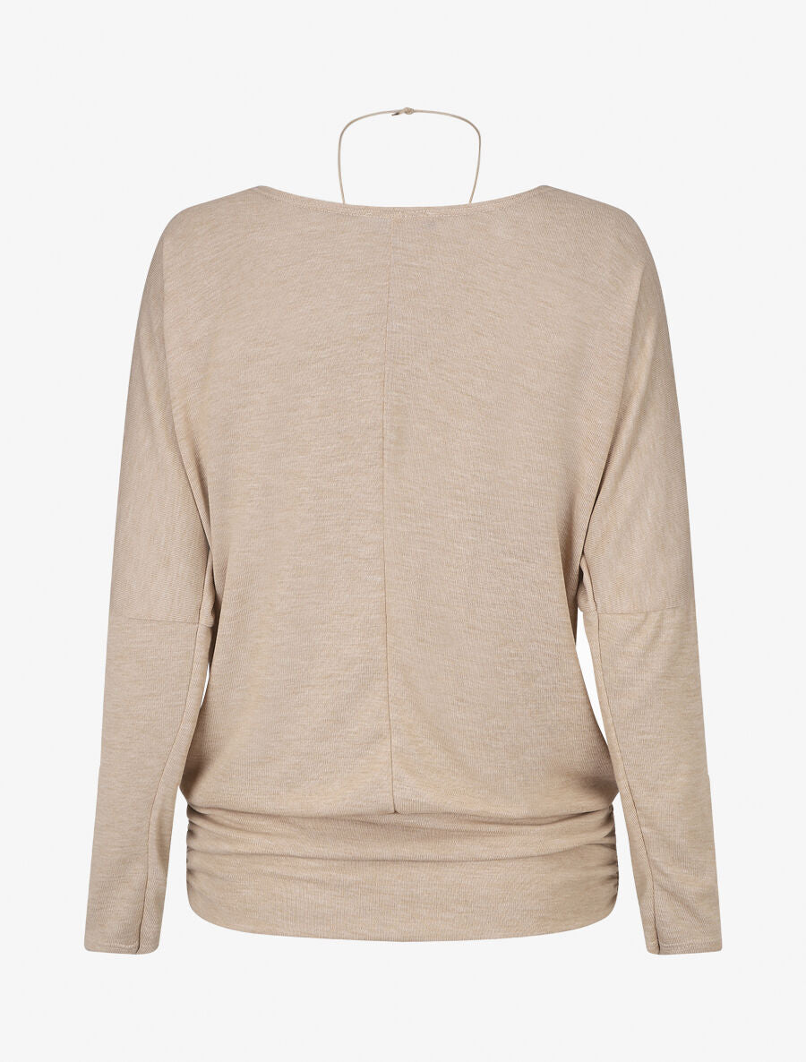 Pull fin à col rond - Beige - 2