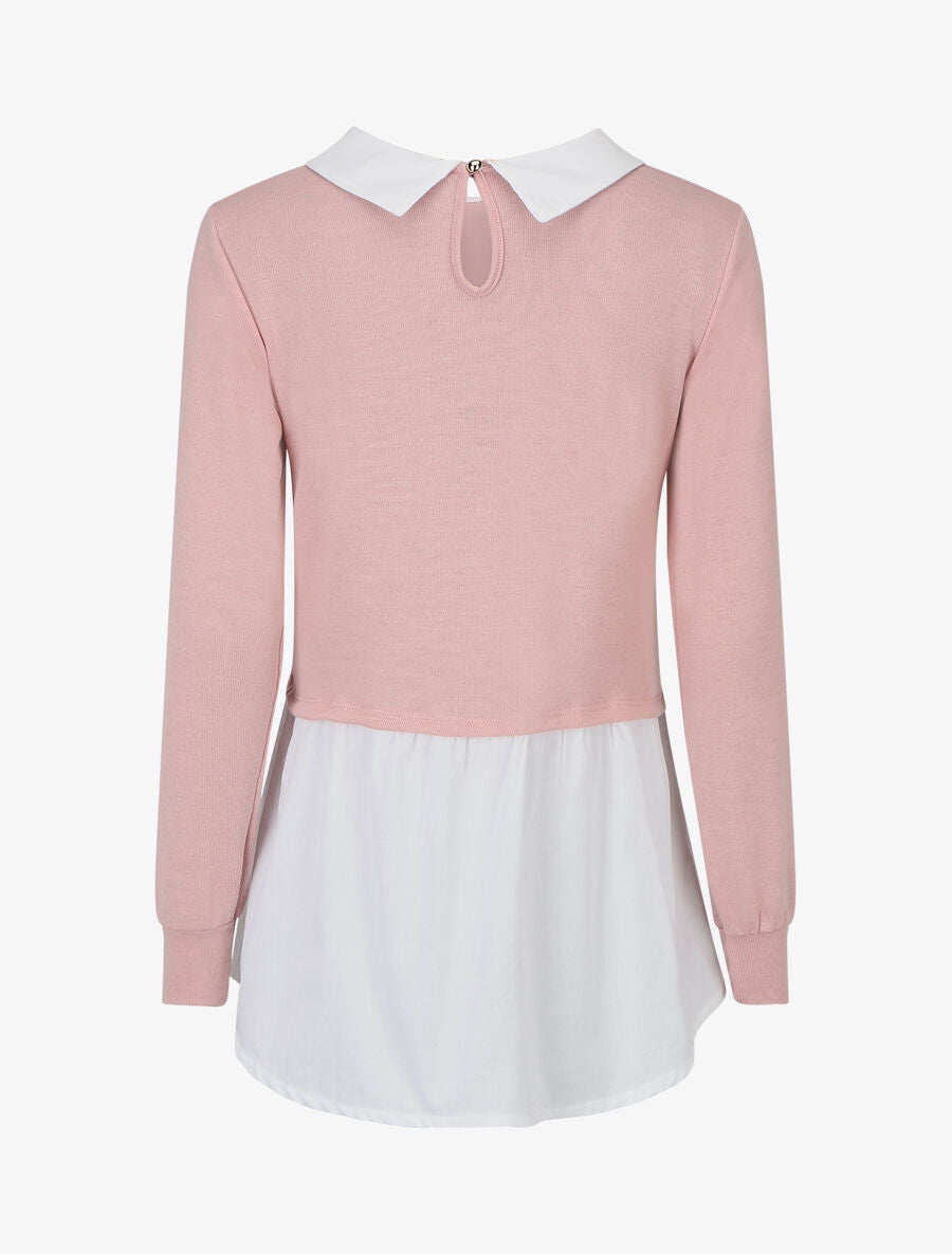Pull à chemise superposée - Rose - 2