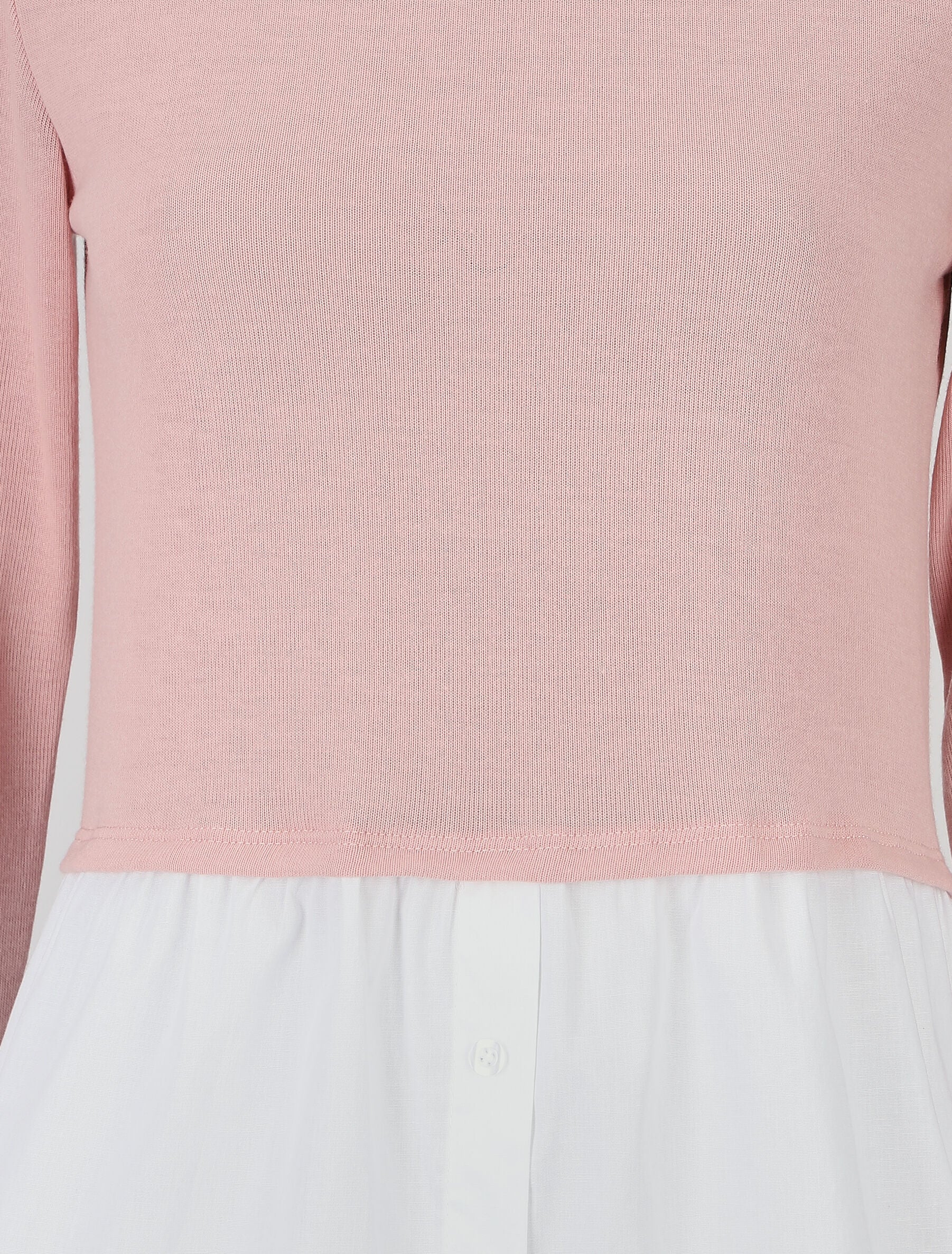 Pull à chemise superposée - Rose - 3