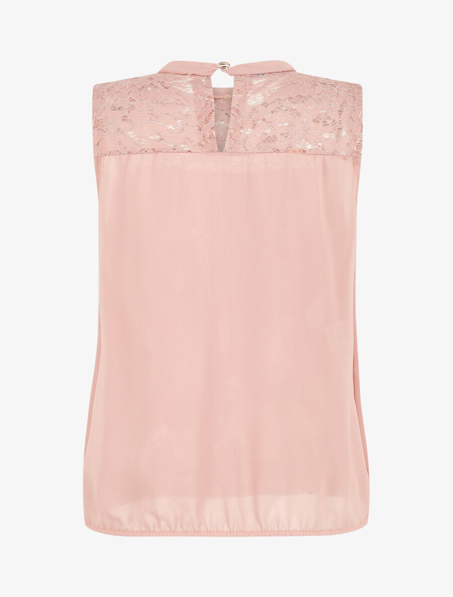 Top sans manches à épaules en dentelle - Rose - 2